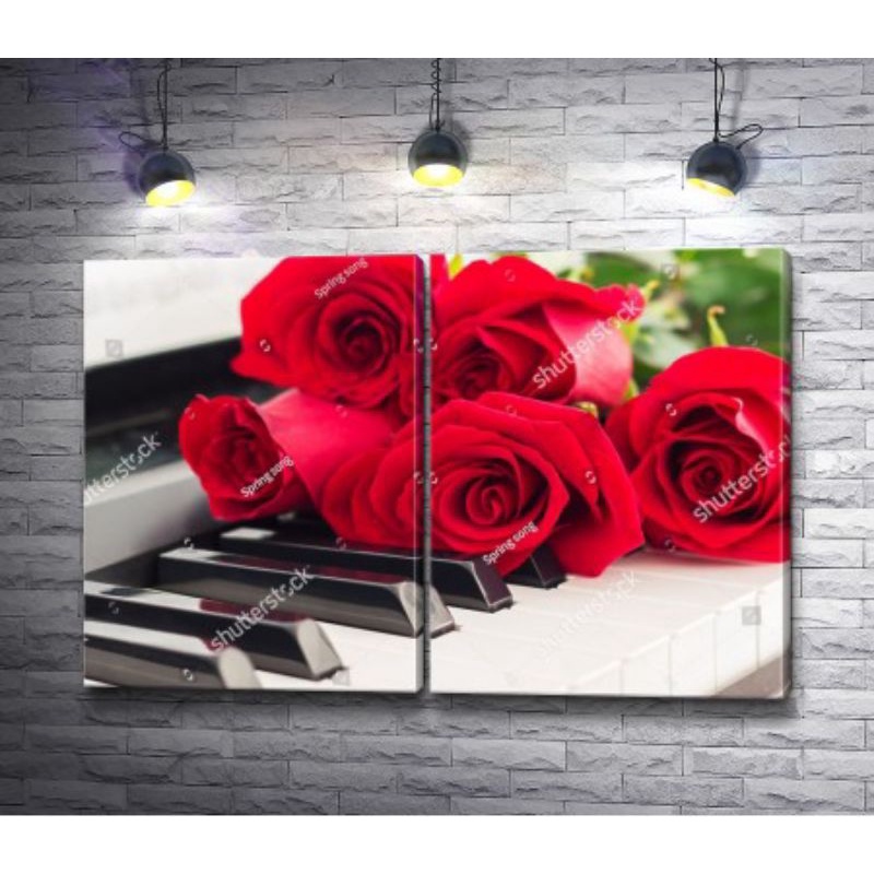 Quadros Decorativos Flôr Rosa vermelha Decoração De Quarto e Sala rosa vermelho Kit 2pcs 50x30 #26