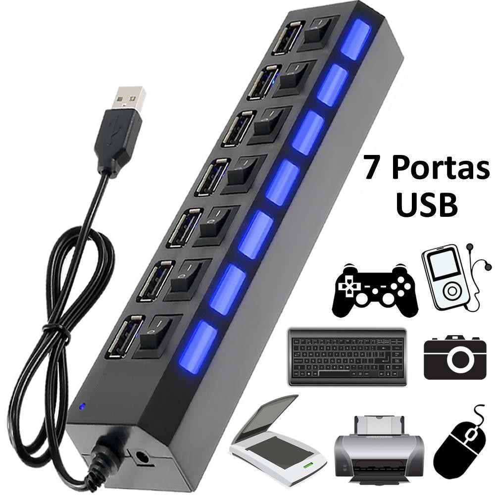 Hub Usb 7 Portas Hb-t57 - Knup 2.0 Adaptador Usb Pc,notebook | Shopee ...