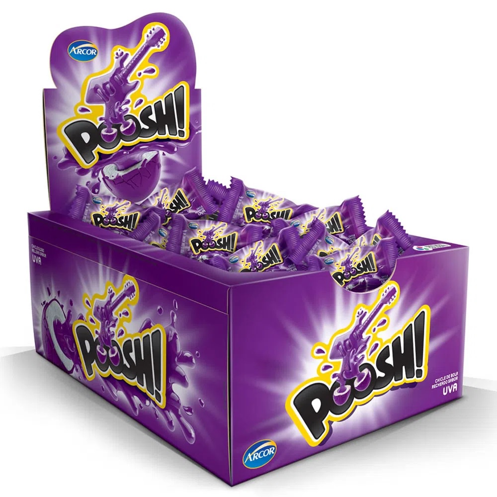 1 Caixa de Chiclete Poosh! - Uva - Arcor - 200 g