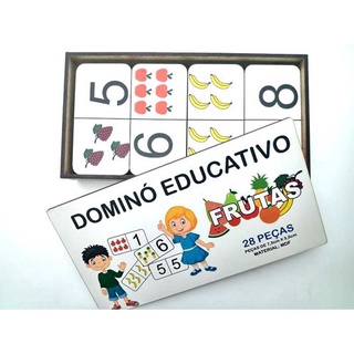 Dominó Jogo Educativo Pedagógico Fruta 28pcs Mdf - Mega impress