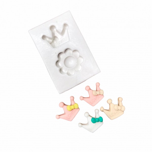 Molde De Silicone Coroa E Flor Molde Para Confeitaria Molde Para Biscuit 1537