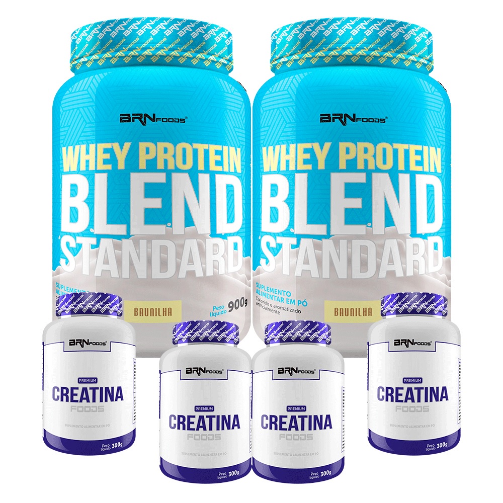 KIT 2x Whey Protein Blend 900g + 4x Premium Creatine 300g - BRN Foods