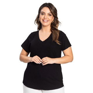 Blusa Feminina Plus Size Ribana Secret Glam Preto