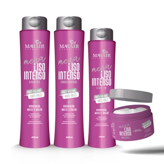 Shampoo e Condicionador Mega Liso Intenso Mahair 4x1 com Máscara e Leave in - linha completa