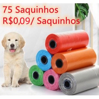 5 Refil Cata Coco Sacolas 75 Saquinhos Biodegradável Prático Para Pet Saco Cata Caca Refil Aerosol
