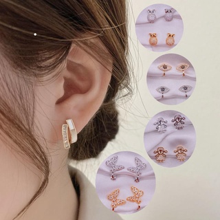 Brincos de pressão de zircão completos folheado /elegante/borboleta/ coração/pedras/Strass/alta qualidade/Cruz