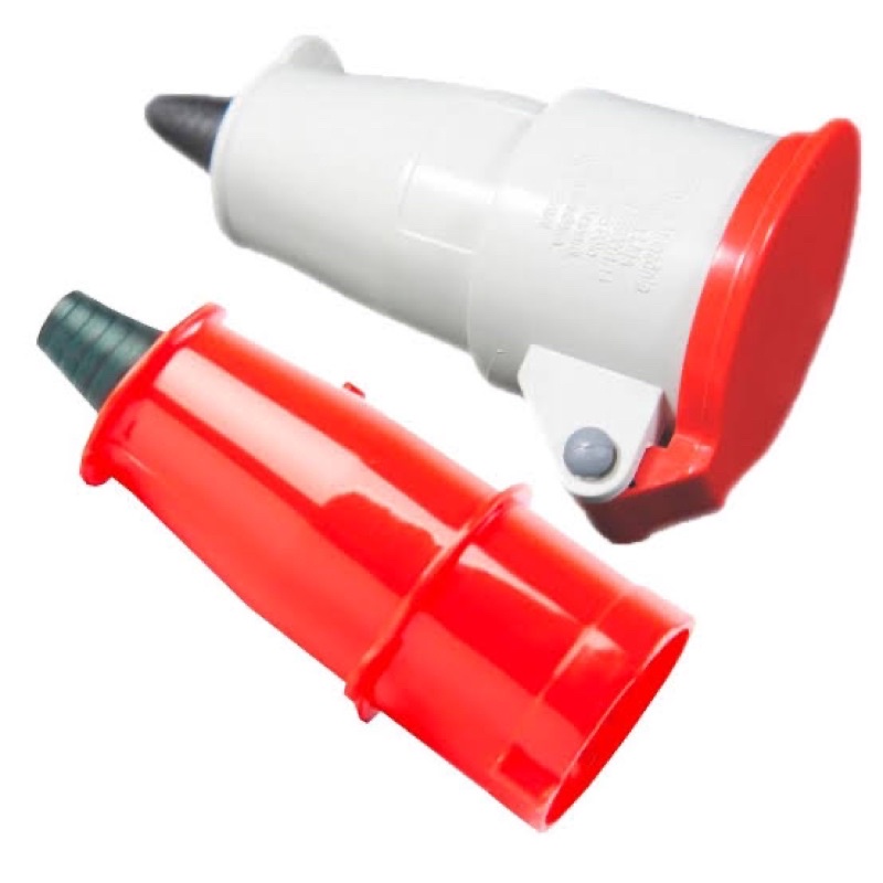 conjunto plug + acoplador 3P+T 32A vermelho ( macho e fêmea ) industrial steck R7