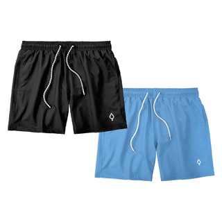Kit 2 Shorts Resina Bermuda Praia Tactel Liso Masculino Mauricinho