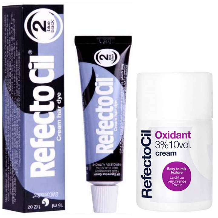 Refectocil Tintura para Cilios e Sobrancelhas Preto Azulado 2.0 e Oxidante Creme 100 ml