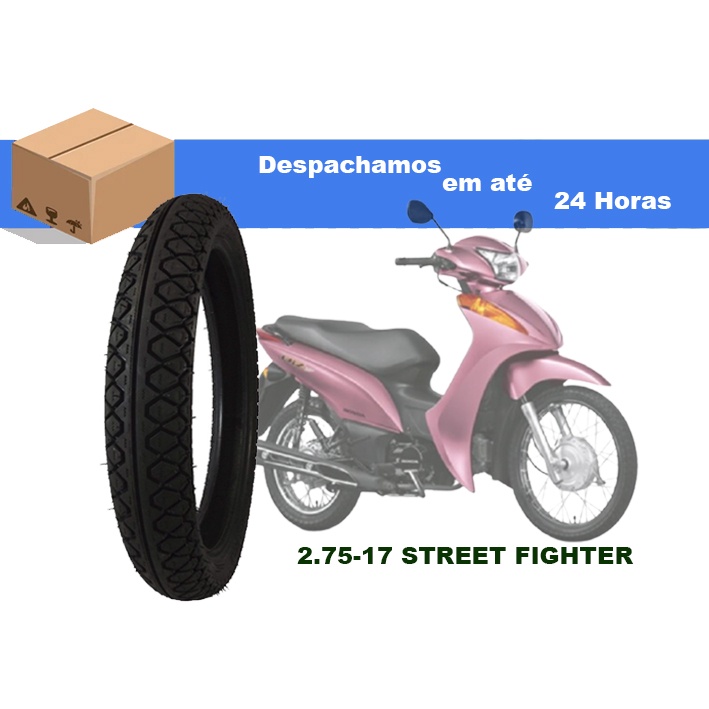 Pneu Dianteiro Maggion 2.75-17 Street Fighter Biz 100 125 Pop Crypton 115 Dream Web Uso Com Camara