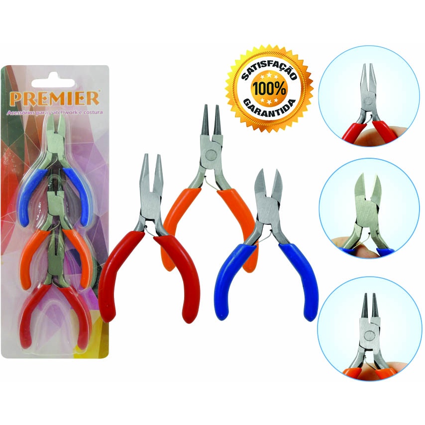 3 Alicates Pequeno Miniatura Bijuteria Pesca Artesanato Cabo Macio