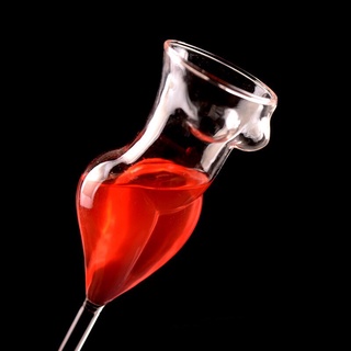 Copo De Vidro Cristal Com Formato De Corpo Vermelho