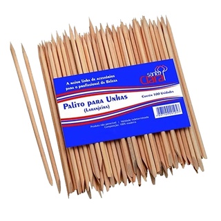 Palitos Pau De Laranjeira P/ Unhas E Cutículas 100 Pçs Santa Clara Palito de unha Manicure Pedicure Podólogo
