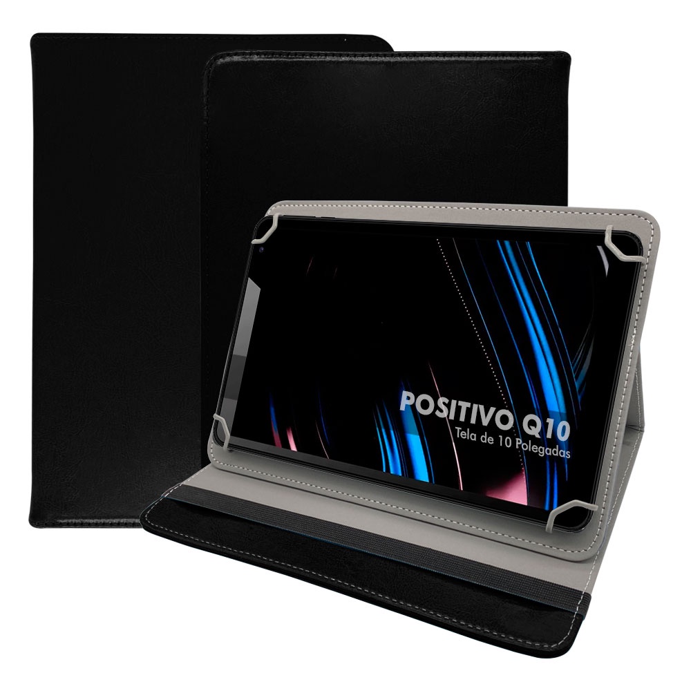 Kit Capa Tablet Positivo Tab Q10 10 Polegadas Pasta Couro + Pelicula