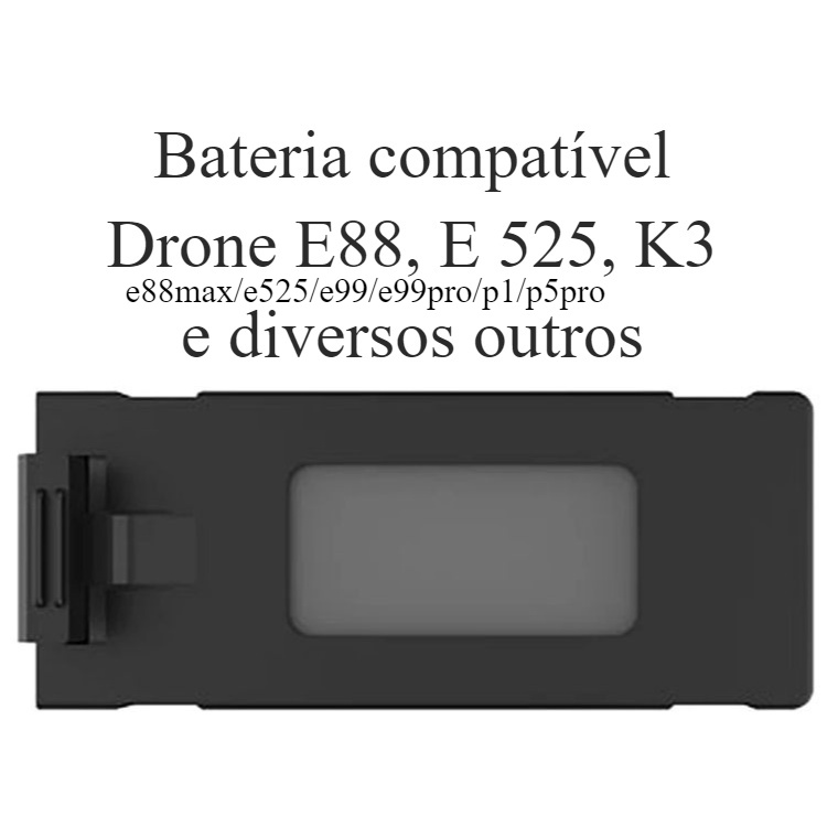 Bateria para drones E 525 E 88 k3 compatíveis com e88/e88pro/e88max/e525/e99/e99pro/p1/p5pro e diversos drones drone ls e para diversos outros drones