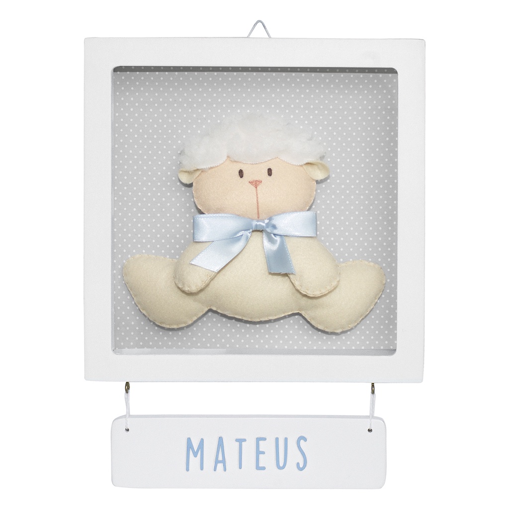 Enfeite Porta Maternidade Quadro Ovelha Carneiro Nome Bebê