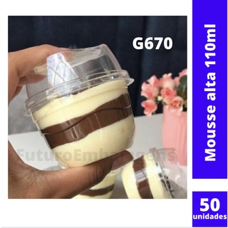 50un Embalagem Para Mousse 110ml Alta com Tampa G670 GALVANOTEK