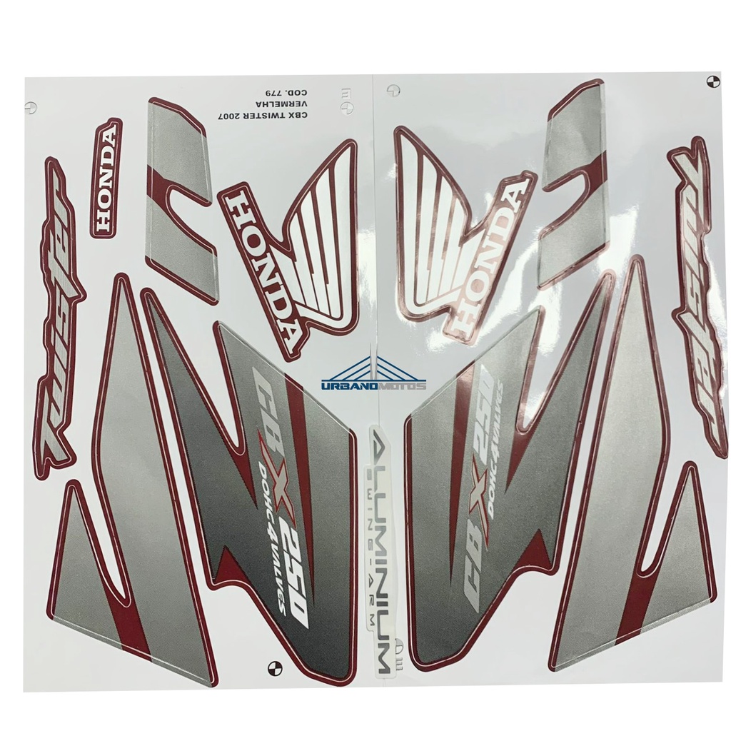 KIT ADESIVO CBX TWISTER 250 2007 VERMELHA NOVO PADRÃO ORIGINAL em Oferta na Shopee