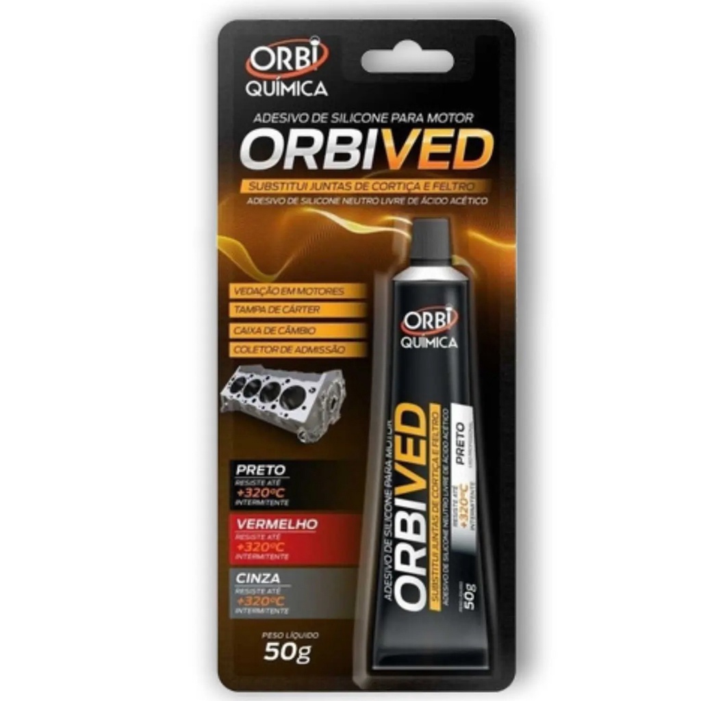 Junta Cola Silicone Alta Temperatura Motor Câmbio Orbived Preto 50g