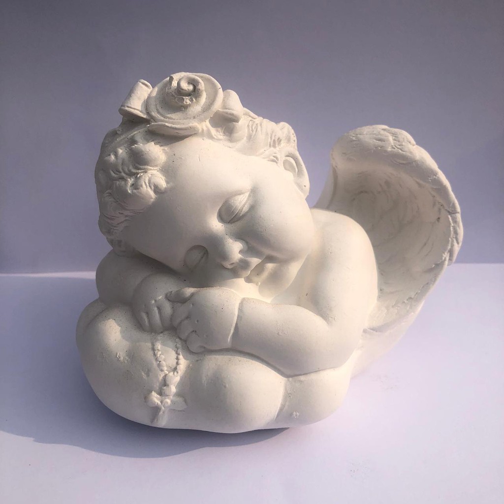 Anjo na nuvem 12cm retocado em gesso cru para artesanato