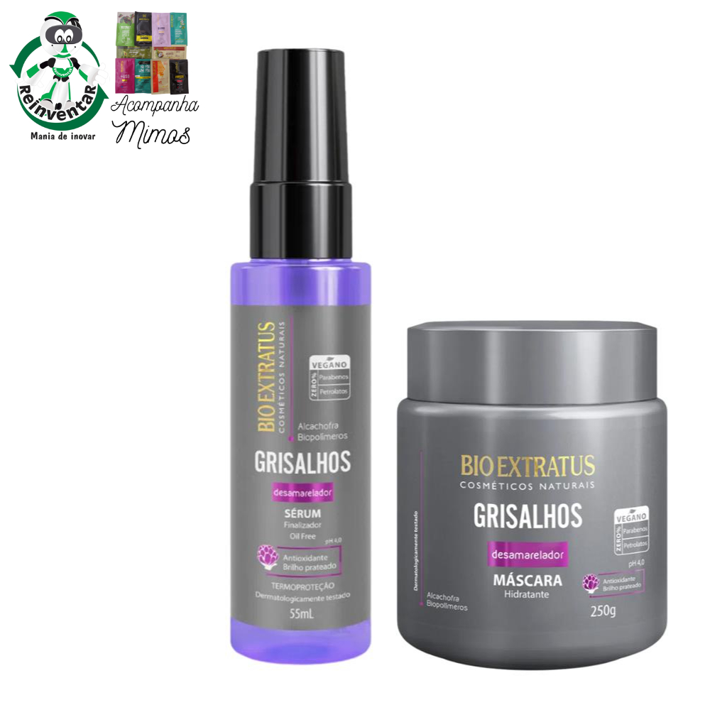 Kit Grisalhos Bio Extratus Máscara 250g e Sérum Finalizador 55ml Brilho Prateado em Oferta na Shopee