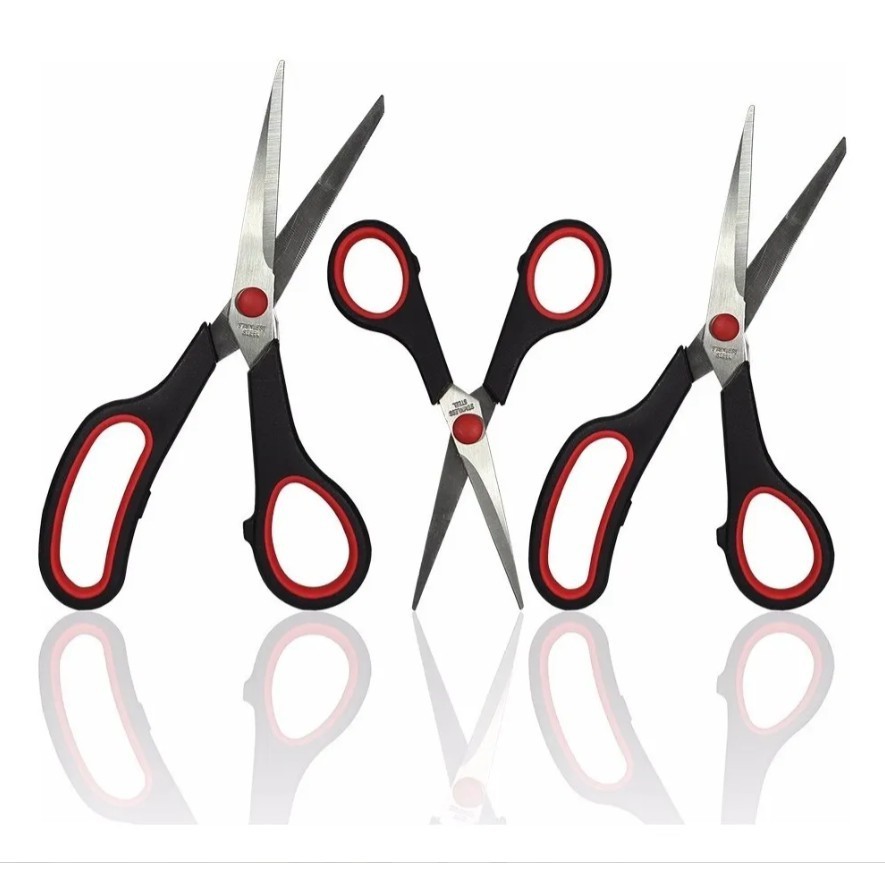 Kit 3/5 Tesouras Multiuso Multi Funções Cabelo Papel Plástico Borracha Eva, costura e utilidades cozinha Tesoura