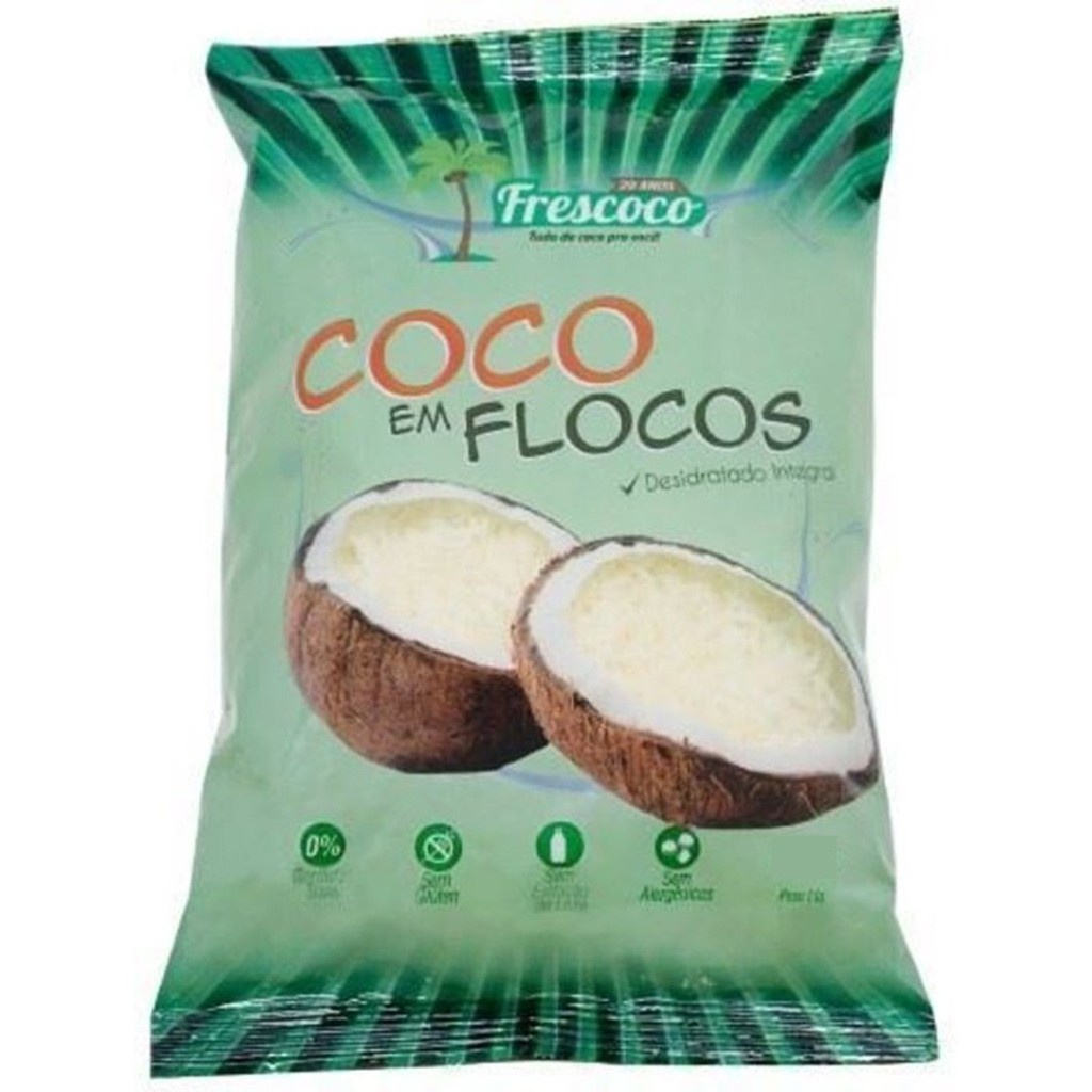 Coco Ralado Integral Flocos 500gr - Fres Coco em Oferta na Shopee