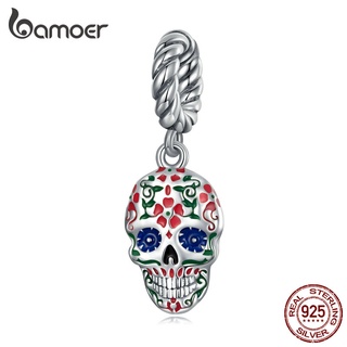 Bamoer Beads 925 Pingente De Caveira De Prata Para Pulseira Faça Você Mesmo Acessórios