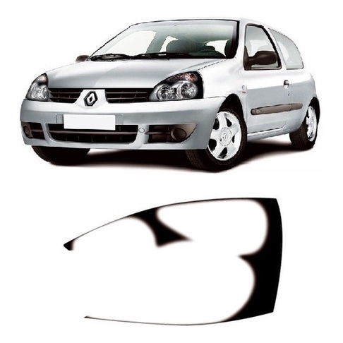Kit Aplique Adesivo Farol Mascara Negra Renault Clio Par