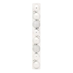 Bolas em Tubo Prata 8cm - 08 unidades - Cromus Natal - Rizzo