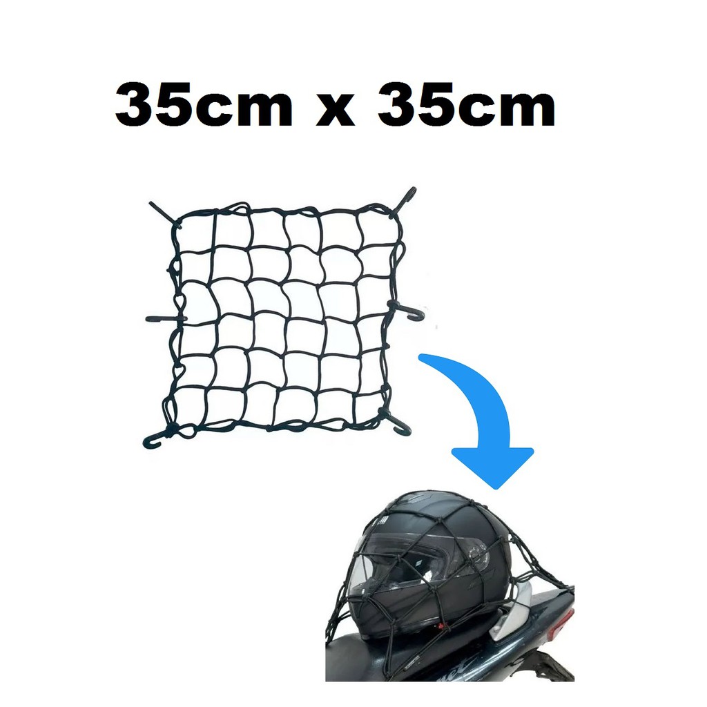Rede Elastica Aranha P/ Moto Capacete 35cm X 35cm Bagageiro Baú