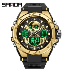 SANDA Relógio Masculino De Luxo Multifuncional À Prova D'água Com Display Duplo 6087-10