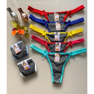 kit 5 Calcinha de lateral com elástico mescla lingerie feminina tanga poliéster C03 tanga nova