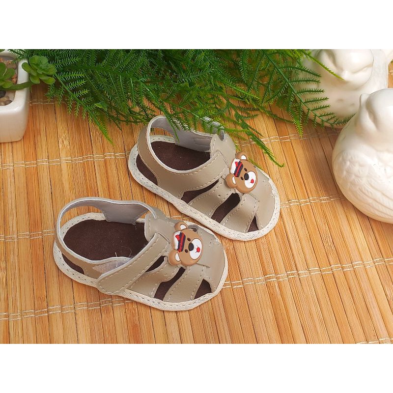 Sandália para bebê menino ursinho sandalinha bege de bebe masculino sapatinho recem nascido infantil em Oferta na Shopee