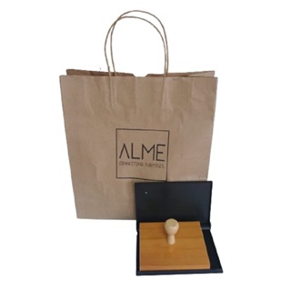 Carimbo 6x6 Cm Personalizado + Carimbeira Para Sacola Kraft em Oferta na Shopee