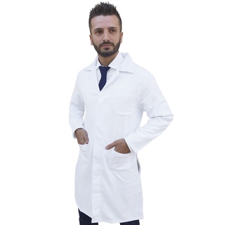 Jaleco Gabardine Médico Dentista Profissional da Saúde Bu63 | Avental Masculino Branco de Gabardine
