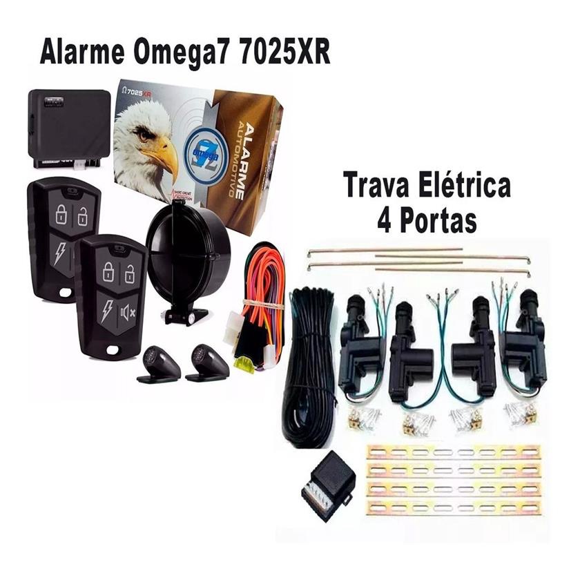 Alarme Omega 7 7025xr Completo + Trava Eletrica 4 Portas Envio imediato