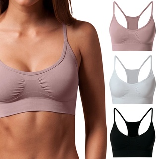 Kit 3 Top Nadador Microfibra Sem Costura E Sem Bojo SHE Fitness Sport Mash Em Poliamida