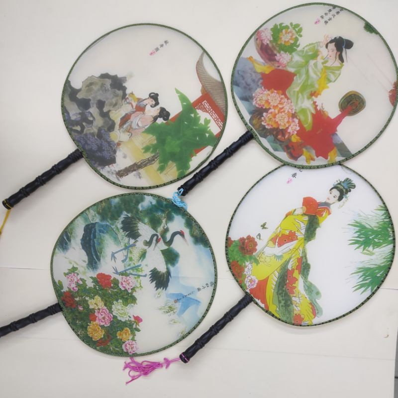 Kit Com 4 Leque Oriental japonês de seda Ventarola DECORACAO FESTA ORIENTAL