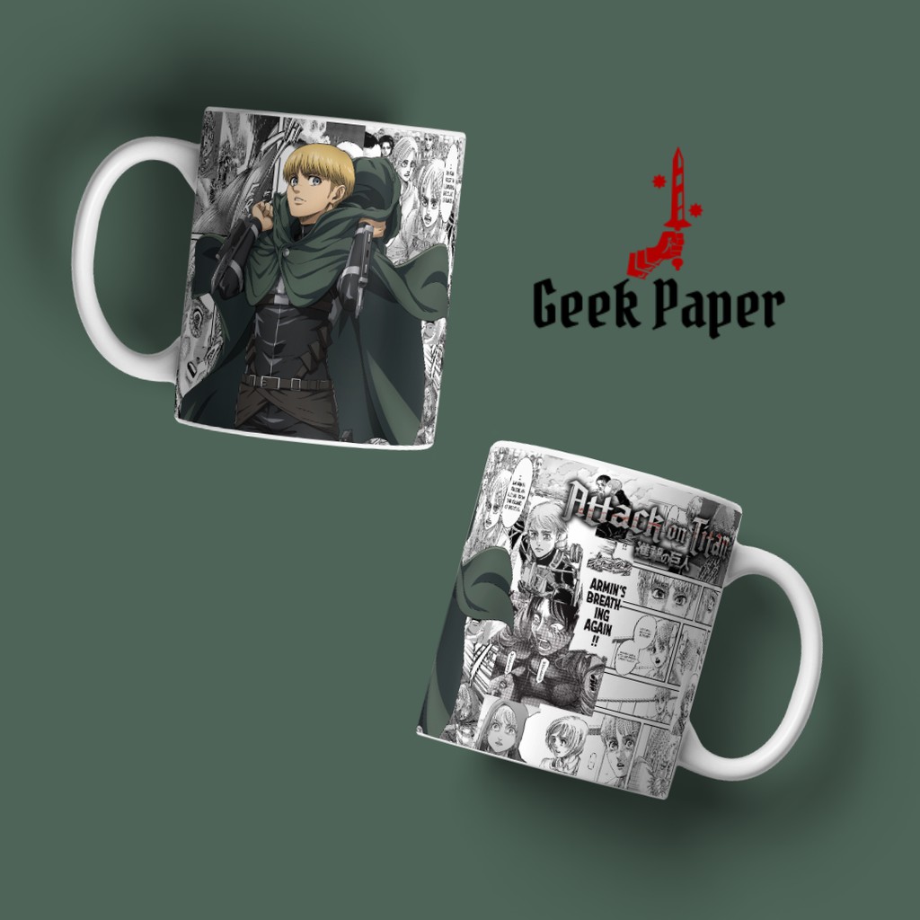 Caneca de Porcelana Attack on Titan Shingeki no Kyojin AOT Anime Mangá - Armin Arlet Cozinha Decoração