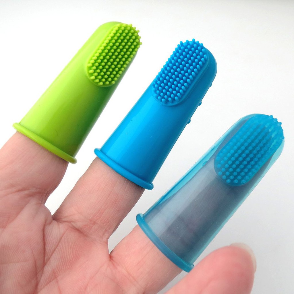 Colorido não-tóxico silicone macio pet dedo escova de dentes cães escova  cuidados com os dentes | Shopee Brasil