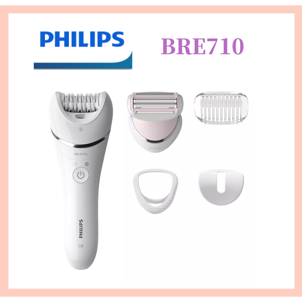 Philips BRE710 Depilador Elétrico Feminino Úmido/Seco , Pernas/Mãos , Remoção De Pelos Com Aparador