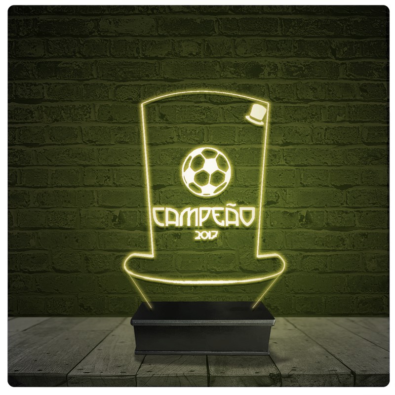 Led Luminária Acrílico Abajur - Troféu Personalizado Futebol