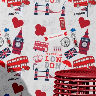 Papel De Parede Londres London Vintage Adesivo Lavável