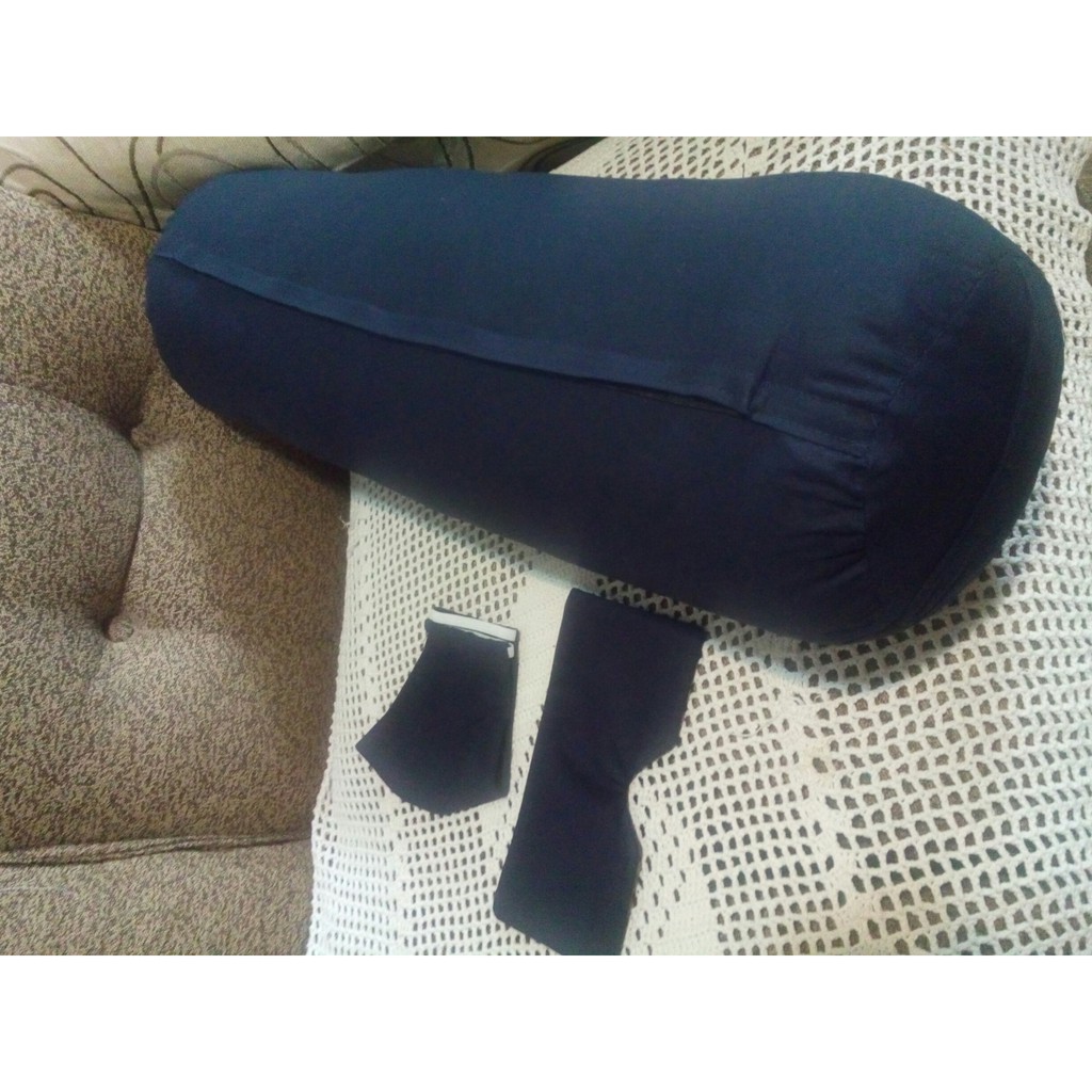 Imagem Kit Bolster De Yoga 18x60cm - capa c/Refil Tecido+máscara Relaxante.