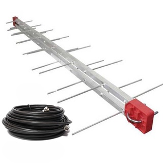 Antena Externa Digital 4K Log 28 Elementos + Cabo 12 Metros