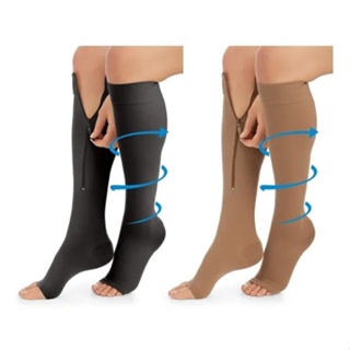 Par Meia 3/4 Alta Compressão Panturrilha 30-40mmhg - Unisex Ziper Varizes / Pernas Inchadas / Trombose / Envio  Rápido em Oferta na Shopee