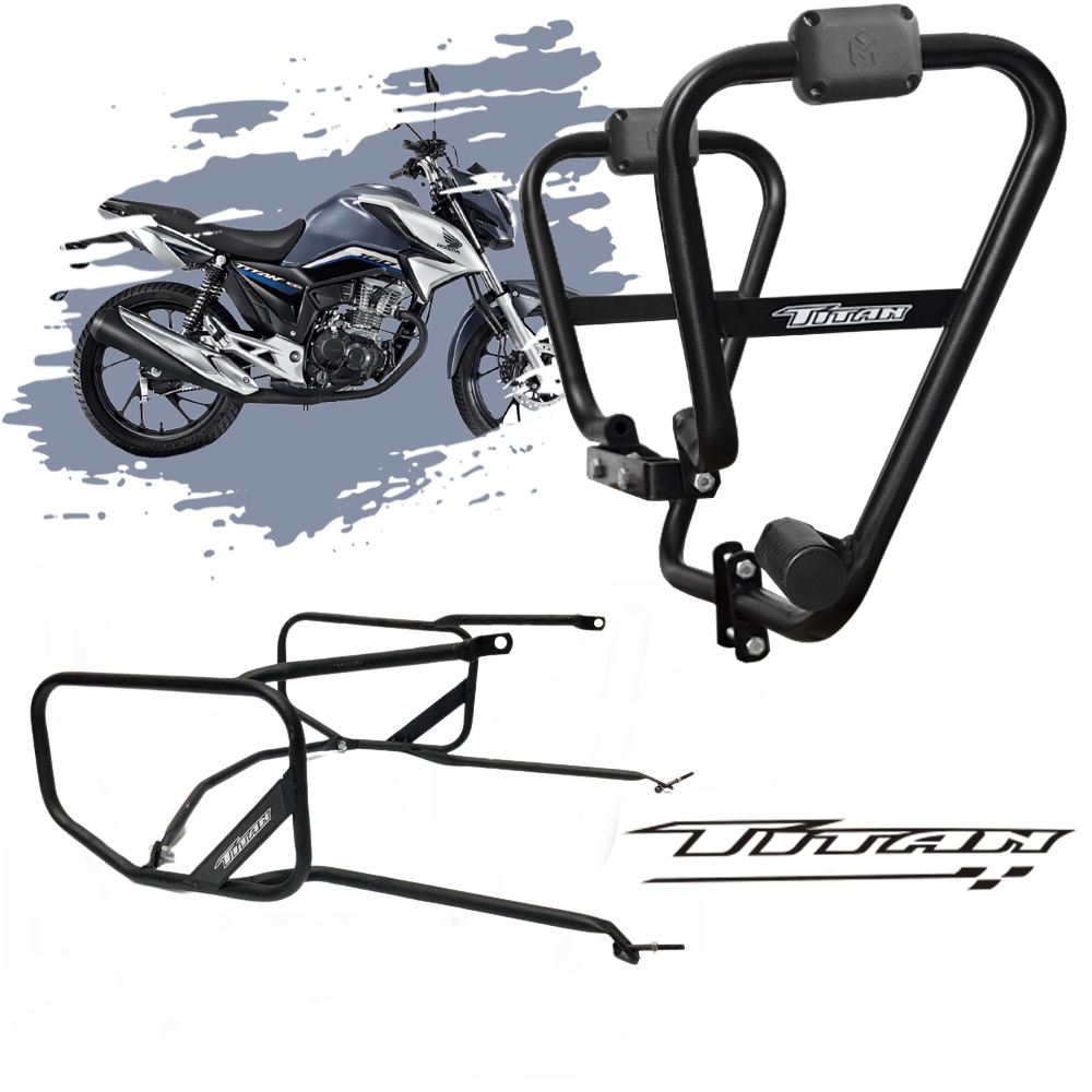 Protetor Motor Carenagem  Protetor Traseiro Alforges Titan Fan  Até 2024 BLACK FRIDAY em Oferta na Shopee