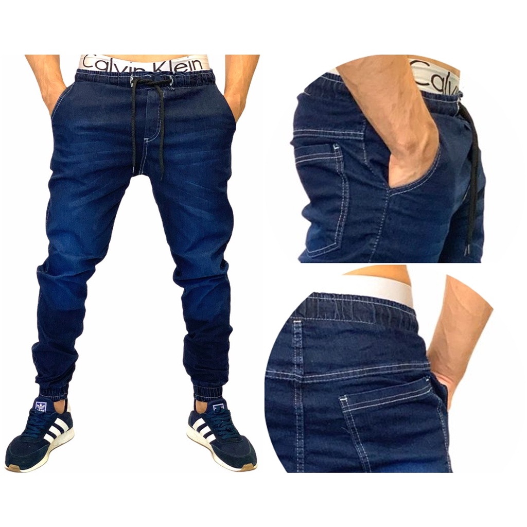 Calça Jogger Masculina - Cores Básicas e Camufladas - Lisas e Rasgadas - Jeans Escuro