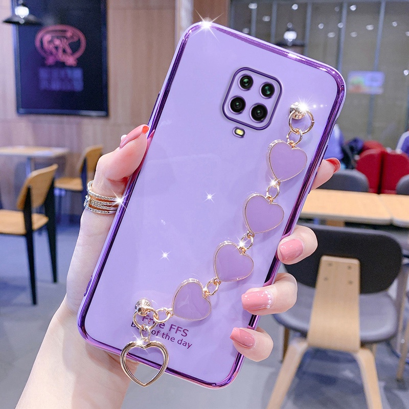 Capinha redmi note 9s xiaomi redmi note 9 pro xiaomi note 9 pro 4g Capa redmi note 9s xiaomi redmi note 9 pro xiaomi note 9 pro 4g Flexível De silicone Com Pulseira De Amor Para redmi note 9s / note 9 pro / mi note 9 pro / 4g